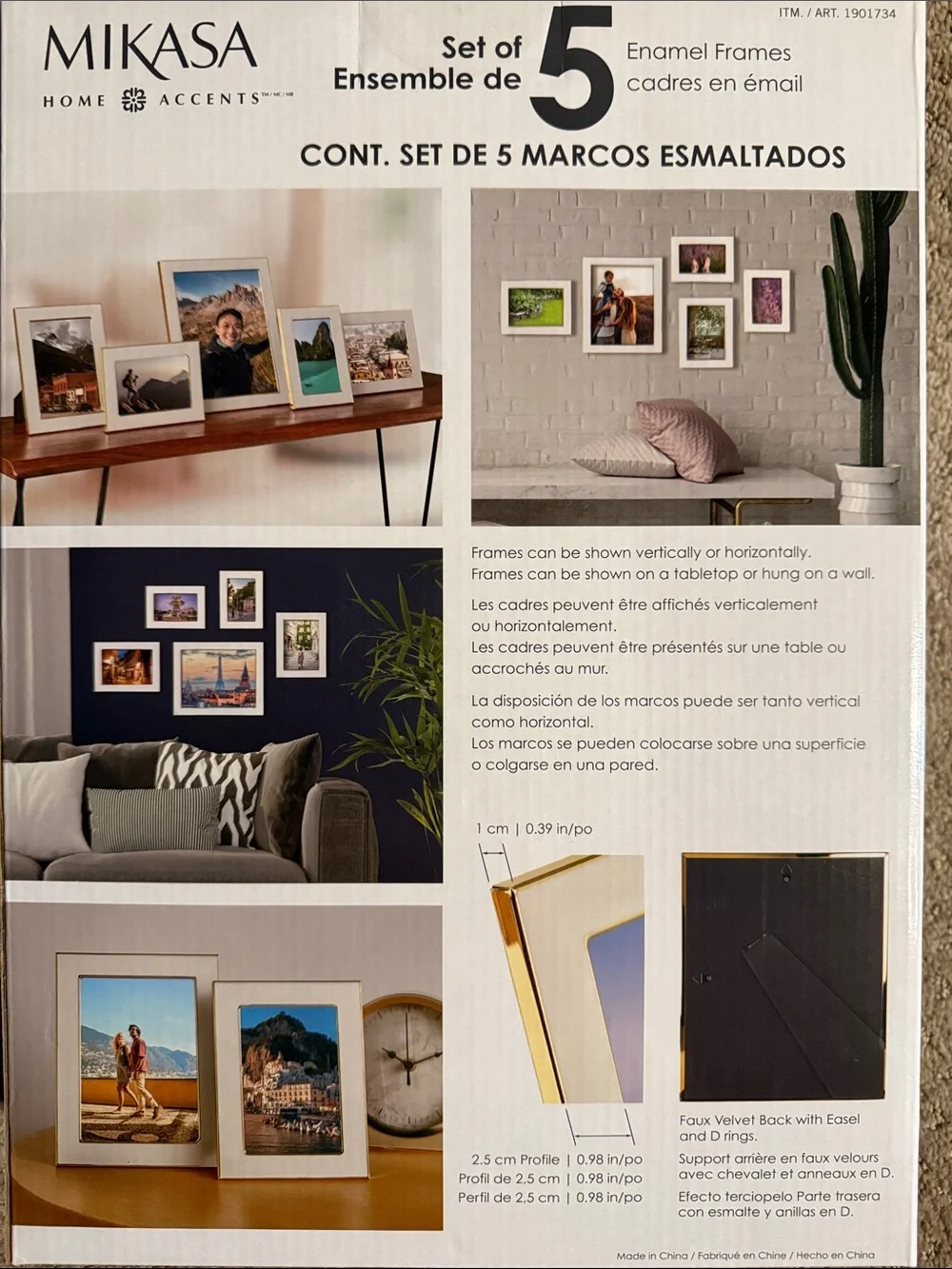 Mikasa White Enamel Picture Frame Set of 5